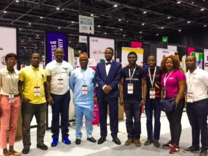 (5th and 6th from R) Director-General of the National Information Technology Development Agency (NITDA), Dr Isa Ali Ibrahim Pantami and the Director of Corporate Strategies and Research at NITDA, Dr Vincent Olatunji with some Nigerian Startups at GITEX 2016, Dubai