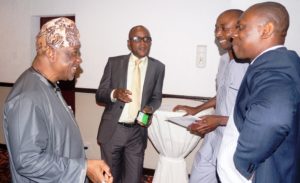 Post-session talks at WACC 2017. L-R: Chairman of ICT Committee at the Federal House of Representatives, Hon. Mohammed Ogoshi Onawo; Founder/CEO of Qed.ng, Olumide Iyanda; Dr. Sesan Abraham, conflict manager and lecturer at the University of Jos, and Olusegun Oruame, CEO at Knowhow Media International